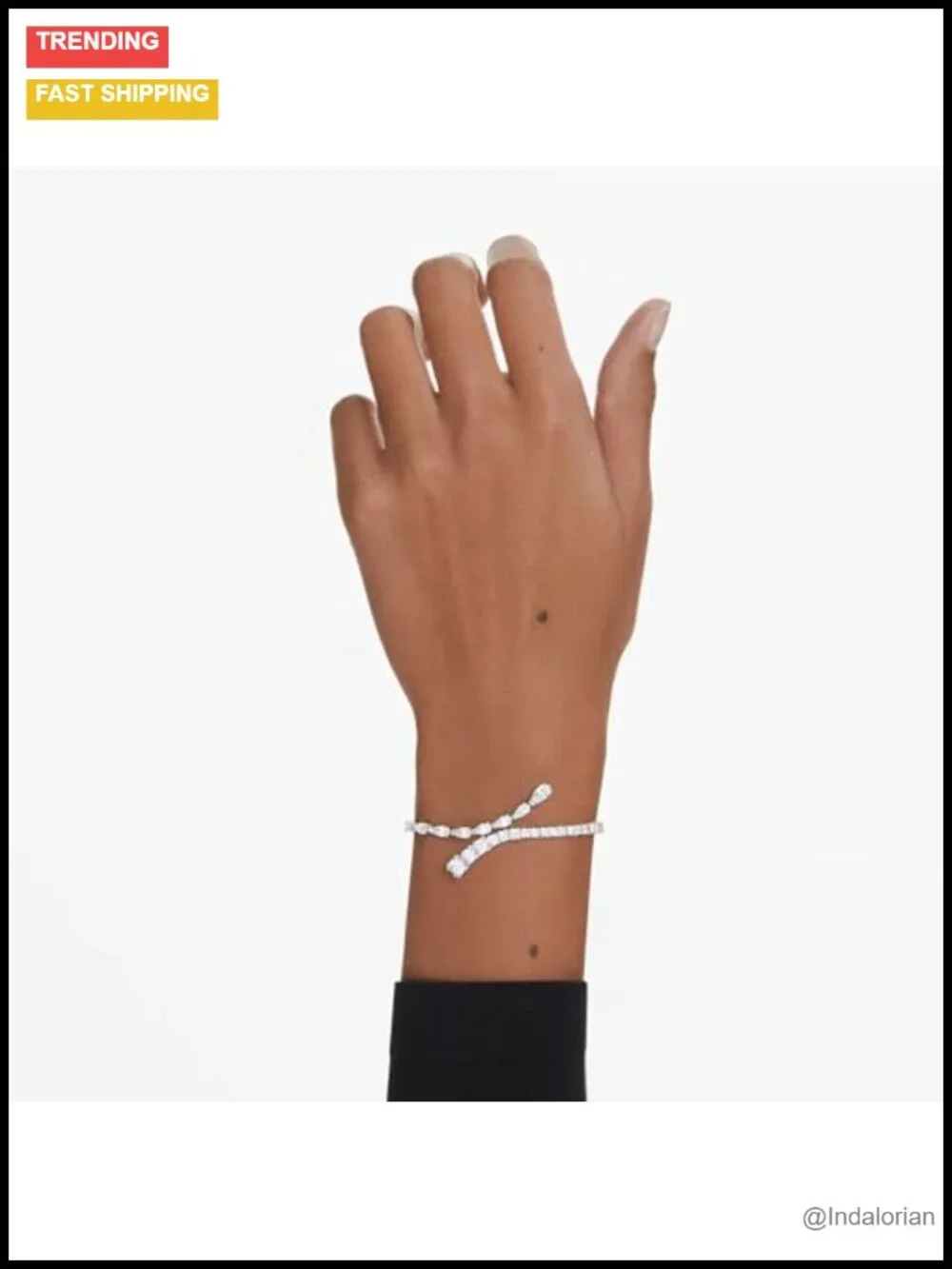 Cubic Zirconia Tennis Bangle Bracelet Rhodium Finished